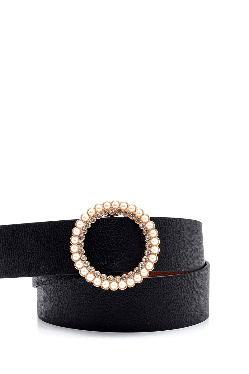 010132 İncili Yuvarlak Tokalı Kemer - Altın - BİGDART