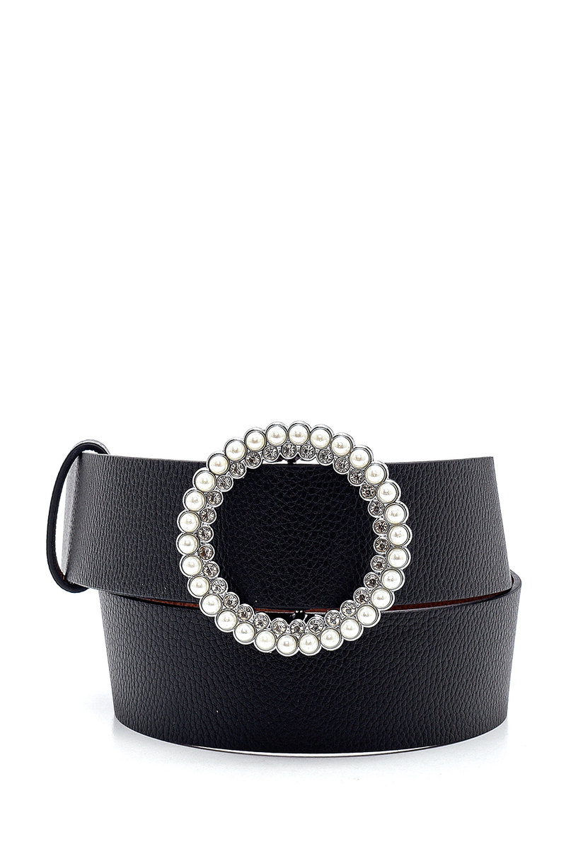 010132 İncili Yuvarlak Tokalı Kemer - Gümüş - BİGDART