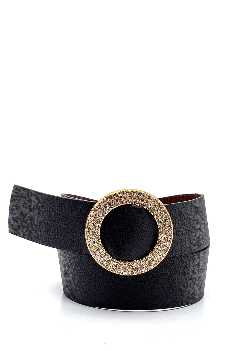 010133 Taşlı Yuvarlak Tokalı Kemer - Altın - BİGDART