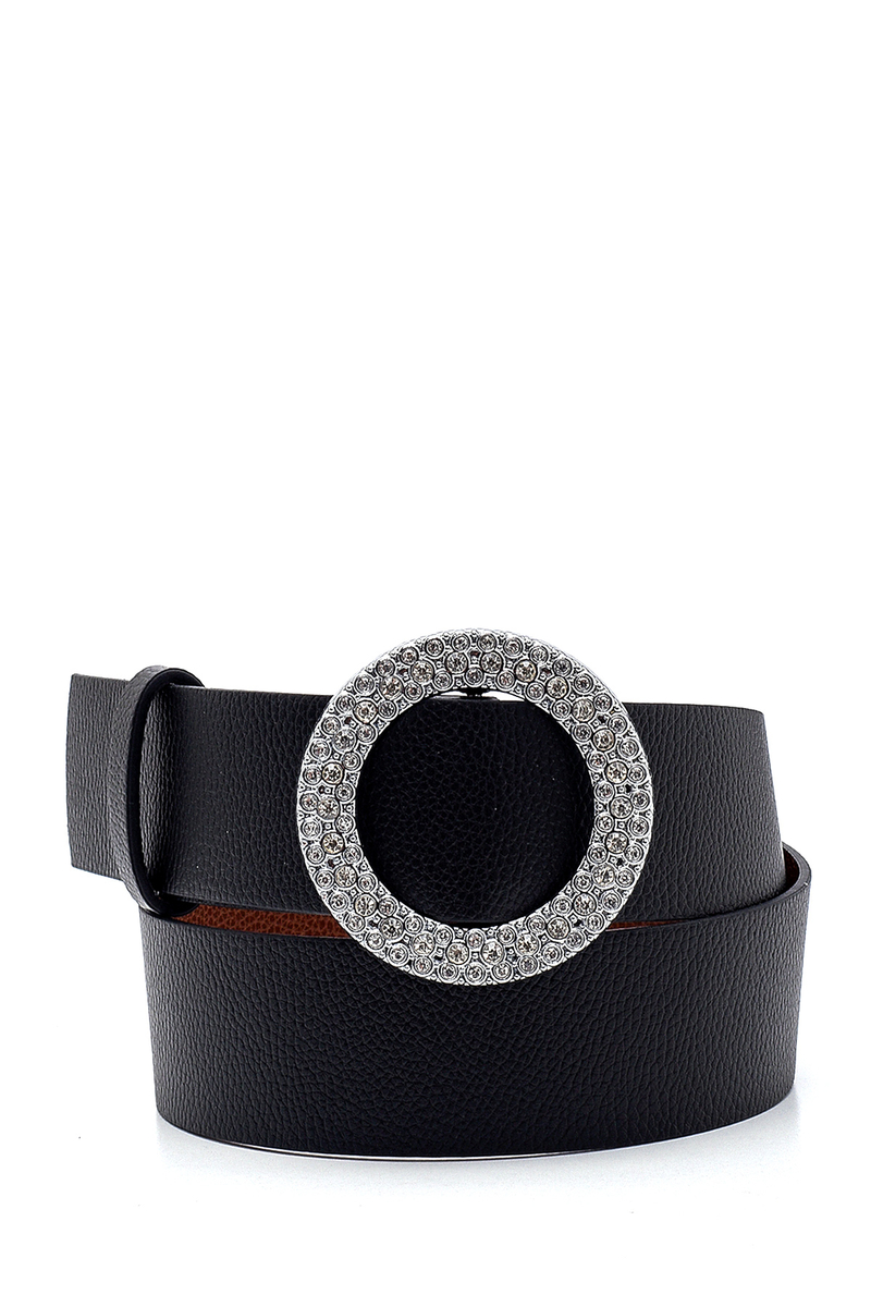 010133 Taşlı Yuvarlak Tokalı Kemer - Gümüş - BİGDART