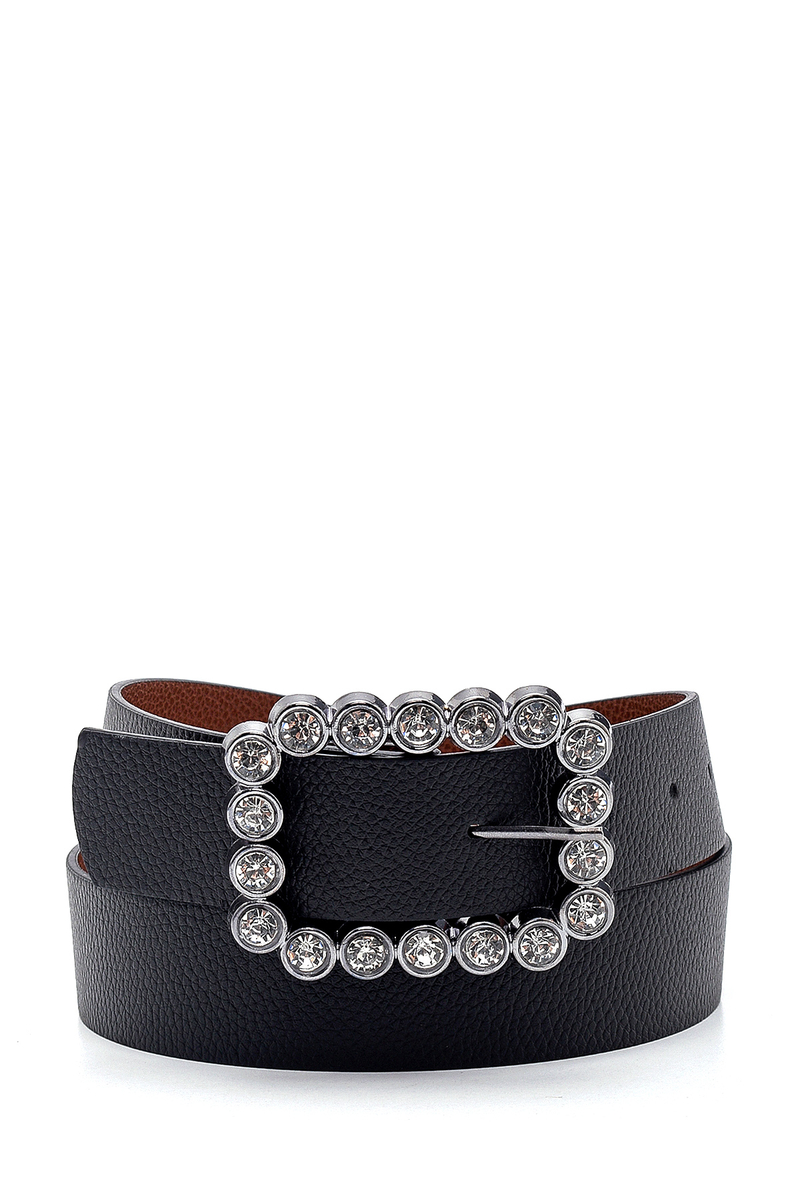 010137 Kristal Taş Tokalı Kemer - Gümüş - BİGDART