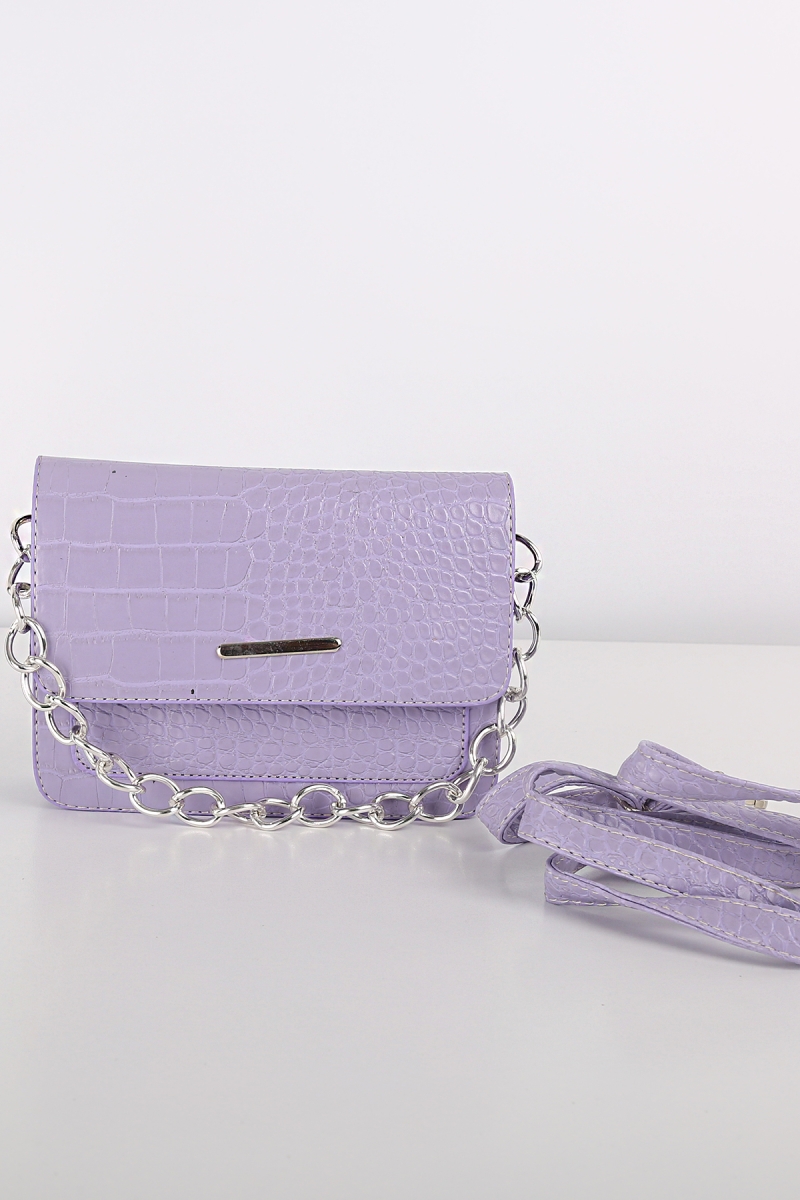 010140 Desenli Kol Çantası - Lila - BİGDART