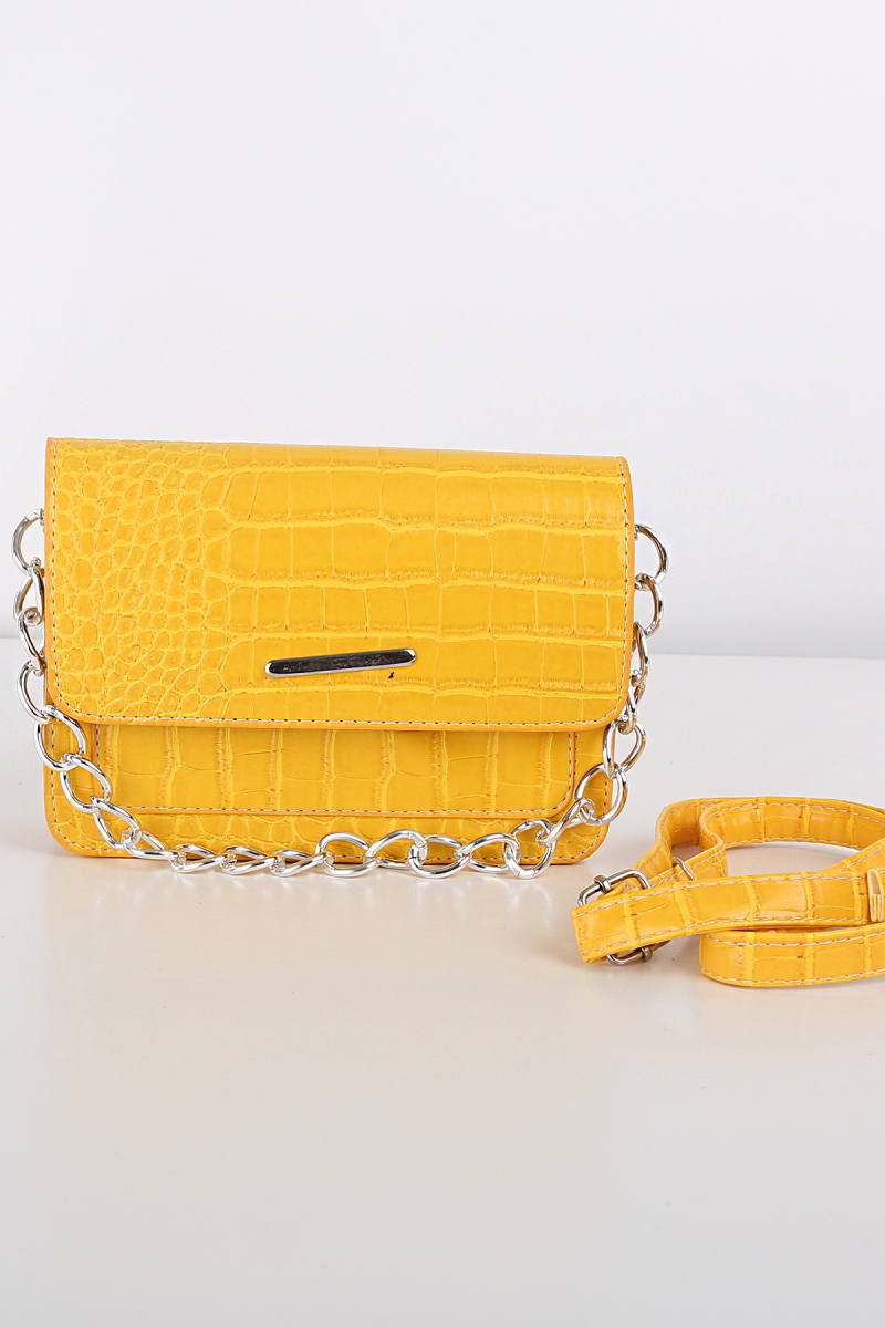 010140 Desenli Kol Çantası - Hardal - BİGDART