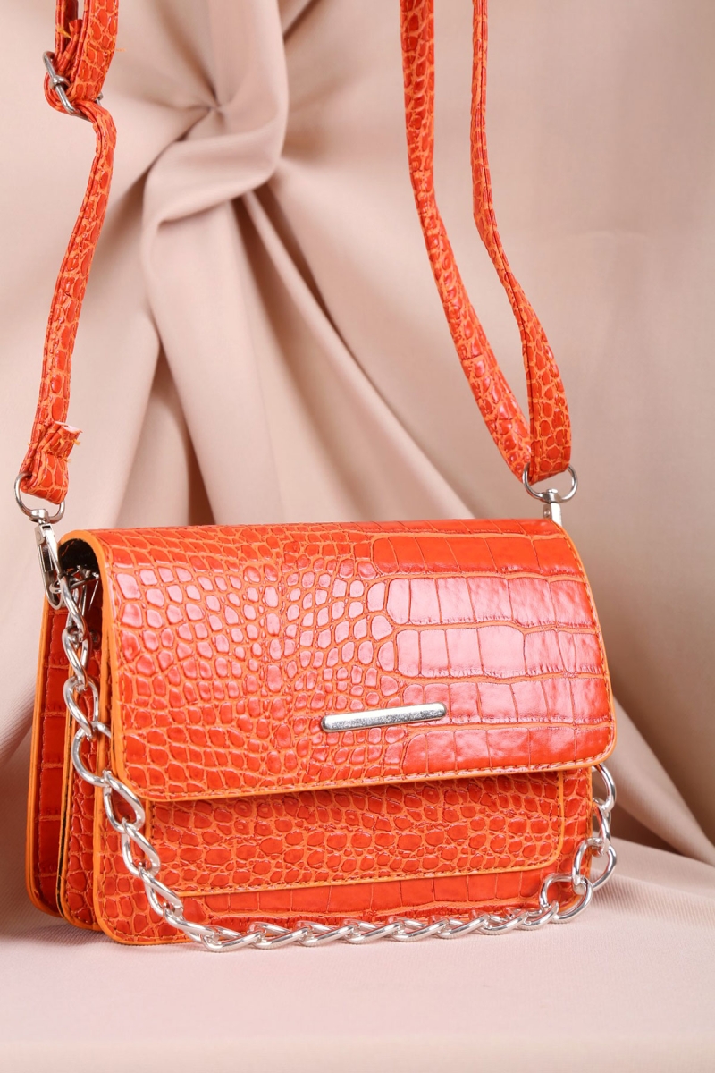 010140 Desenli Kol Çantası - Kiremit - BİGDART