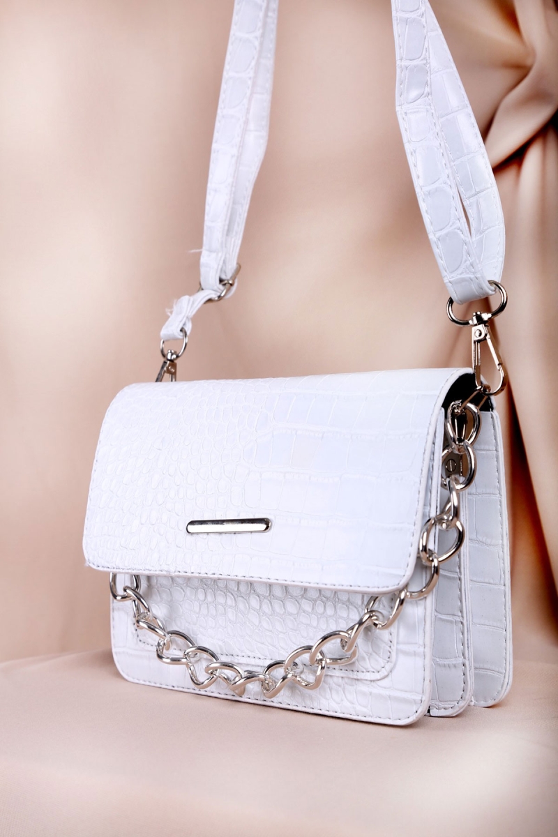 010140 Desenli Kol Çantası - Beyaz - BİGDART