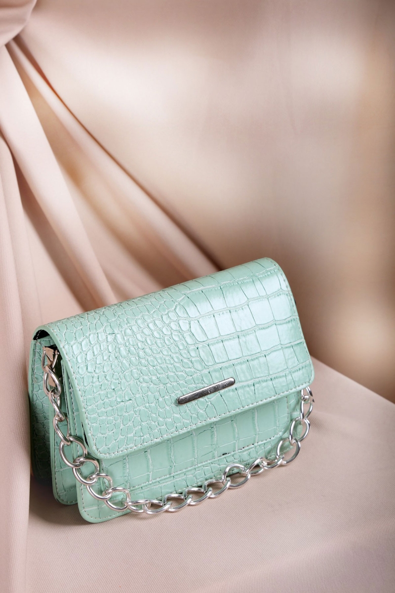 010140 Desenli Kol Çantası - Mint - BİGDART