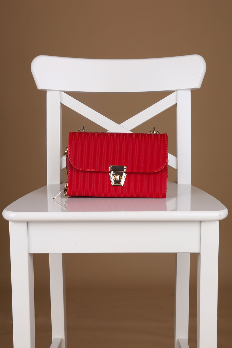 010142 Zincirli 3 Bölmeli Çanta - Bordo - BİGDART