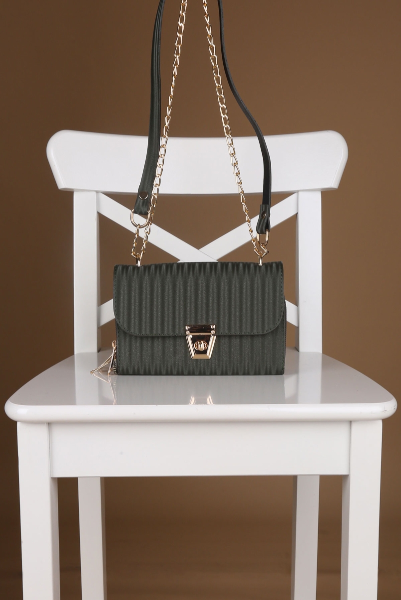 010142 Zincirli 3 Bölmeli Çanta - Haki - BİGDART