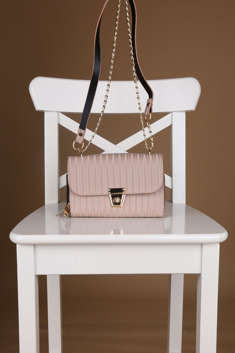 010142 Zincirli 3 Bölmeli Çanta - Bej - BİGDART