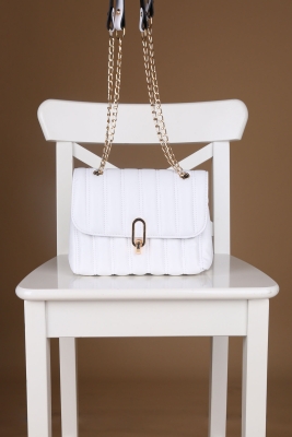 010143 Çapraz Kilitli Omuz Çantası - Beyaz - BİGDART