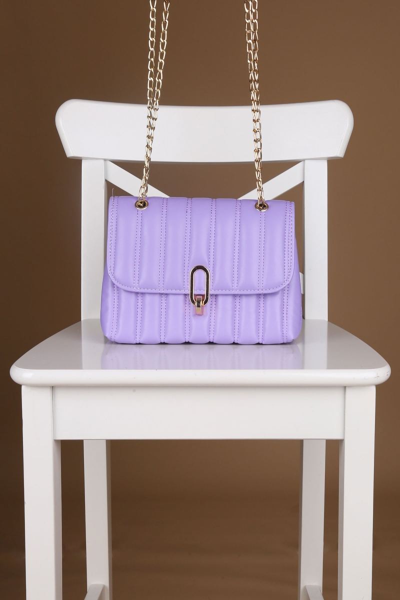 010143 Çapraz Kilitli Omuz Çantası - Lila - BİGDART