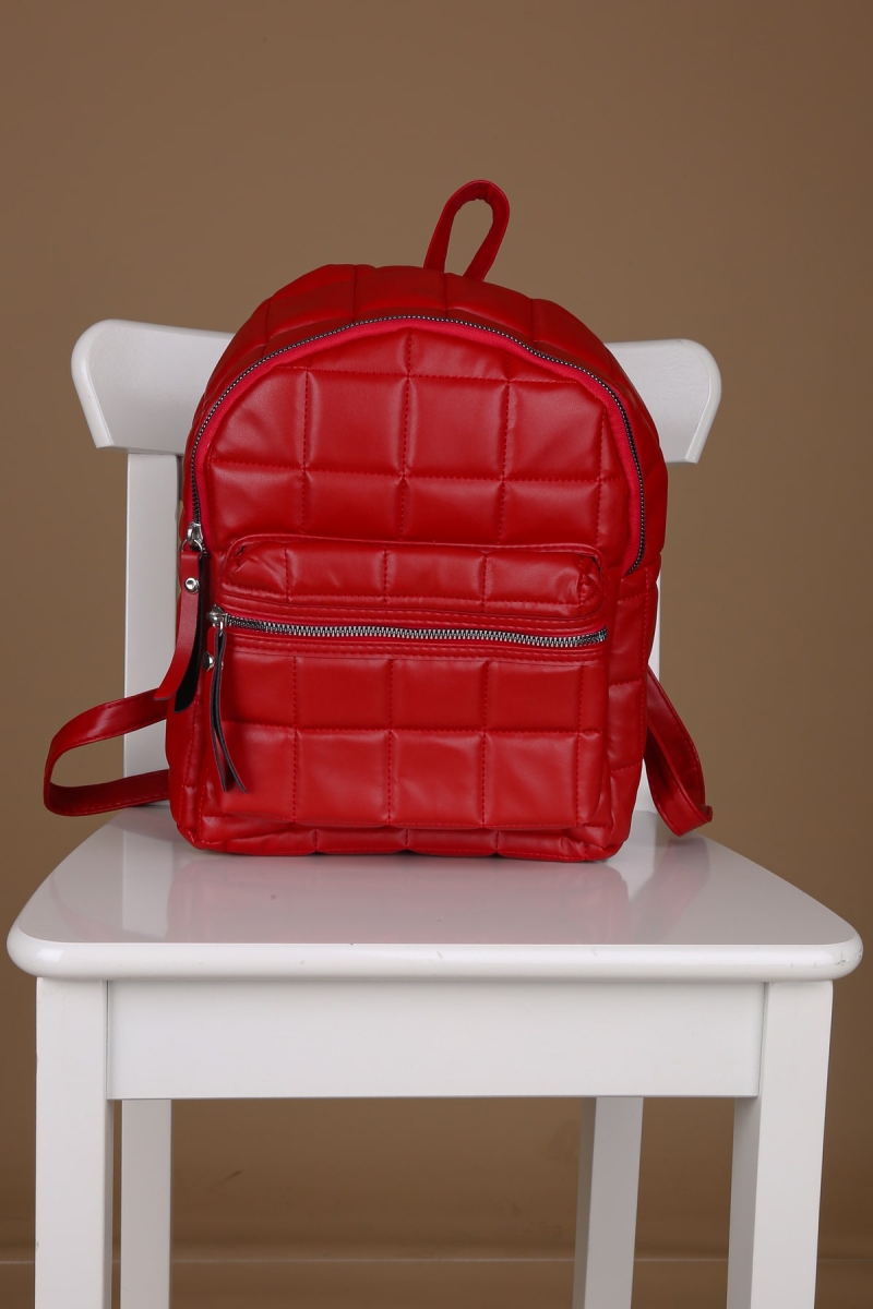 010144 Kapitone Sırt Çantası - Bordo - BİGDART