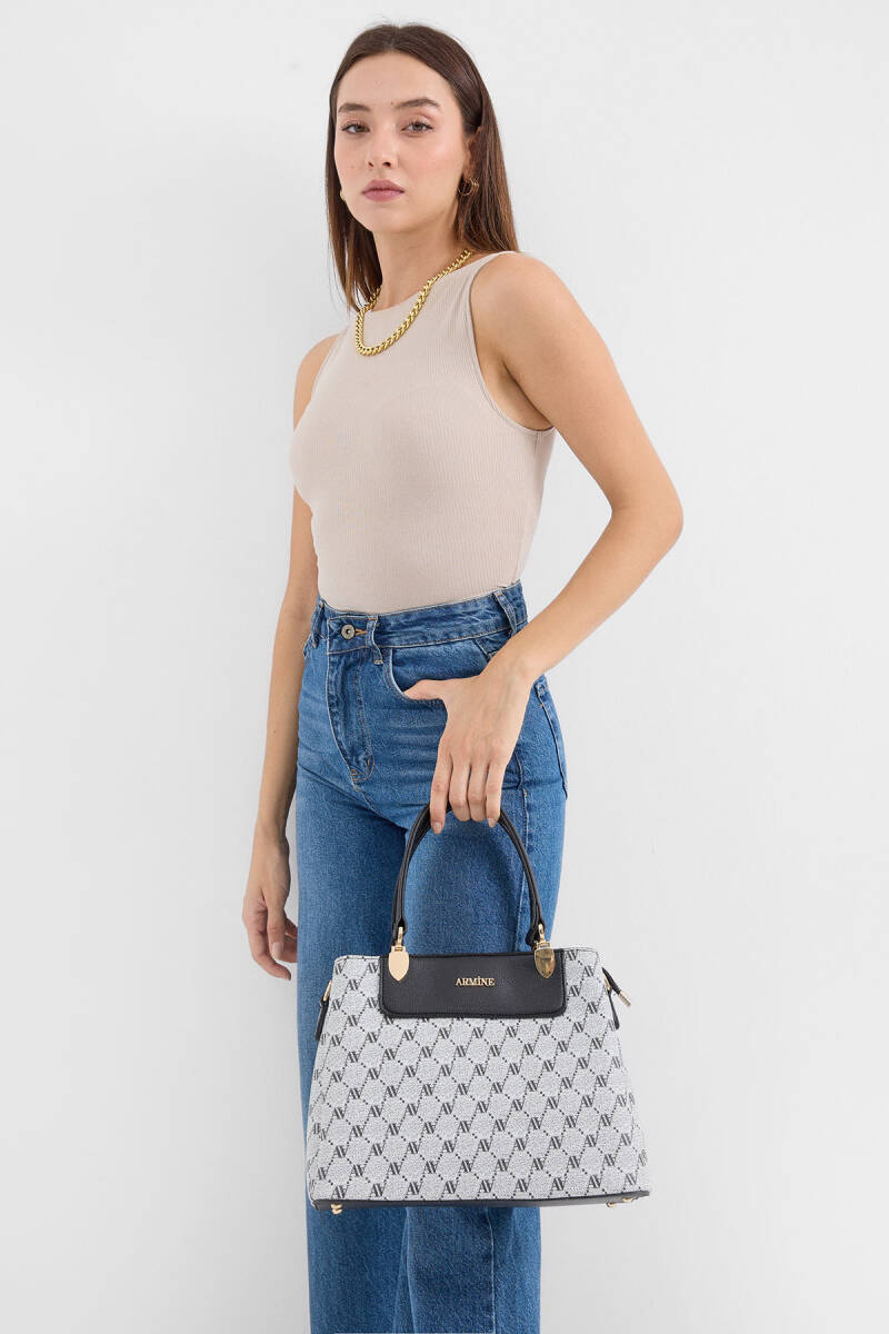 010176 Armine Baskılı Çanta - Gri - BİGDART