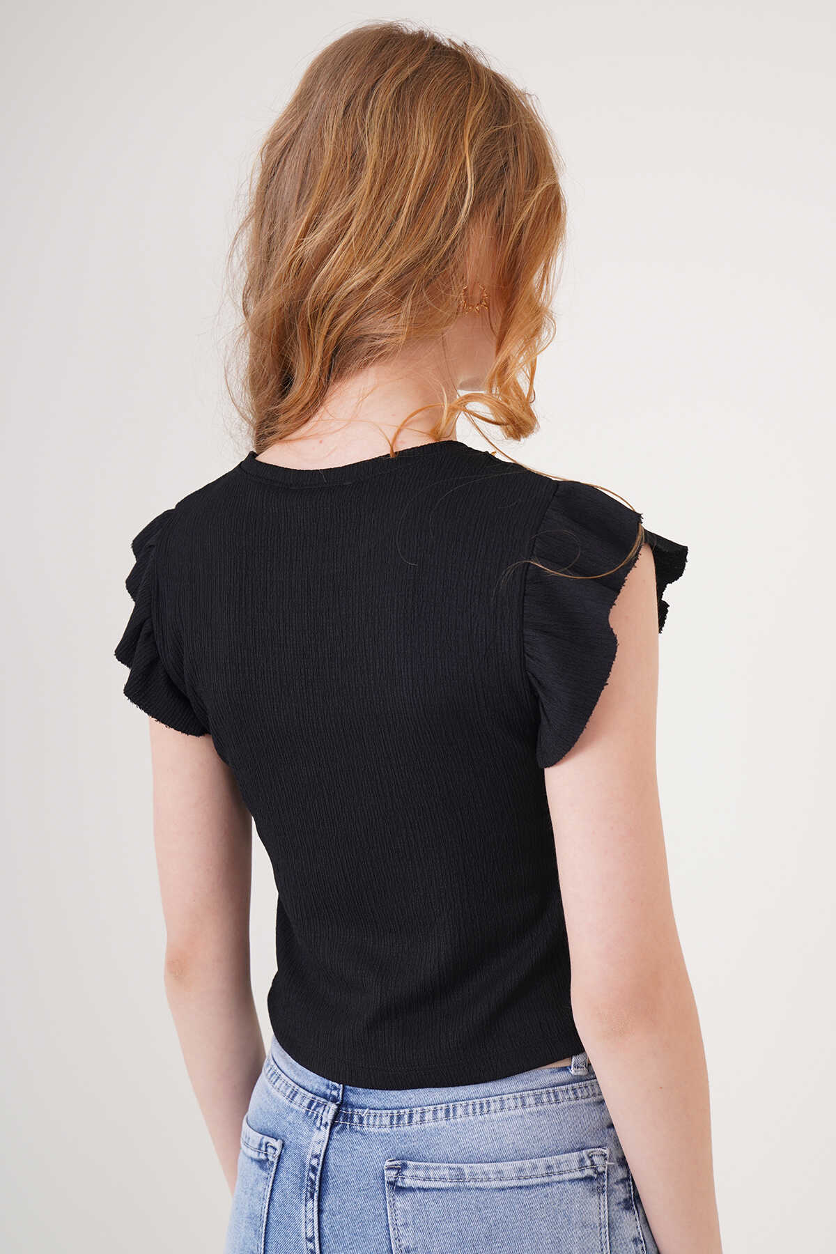 0430 Örme Bluz - Siyah - 5