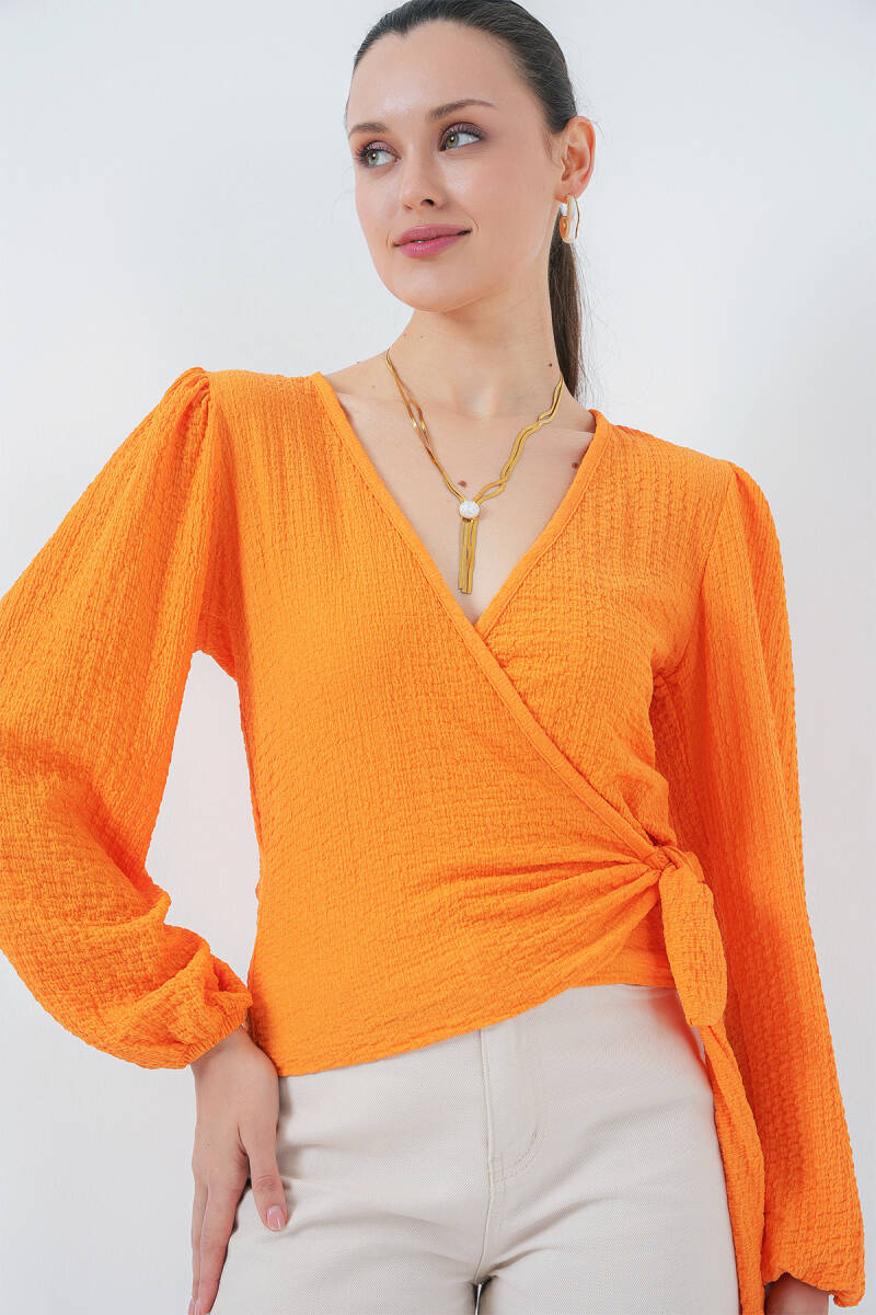 0441 Anvelop Örme Bluz - Turuncu - BİGDART