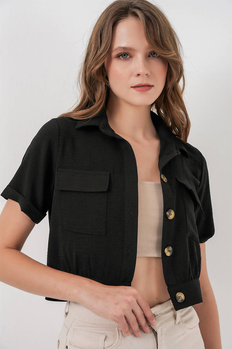 0663 Crop Ceket - Siyah - BİGDART