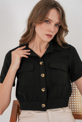 0663 Crop Ceket - Siyah - 4