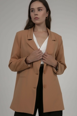 0666 Oversize Blazer Ceket - Camel 