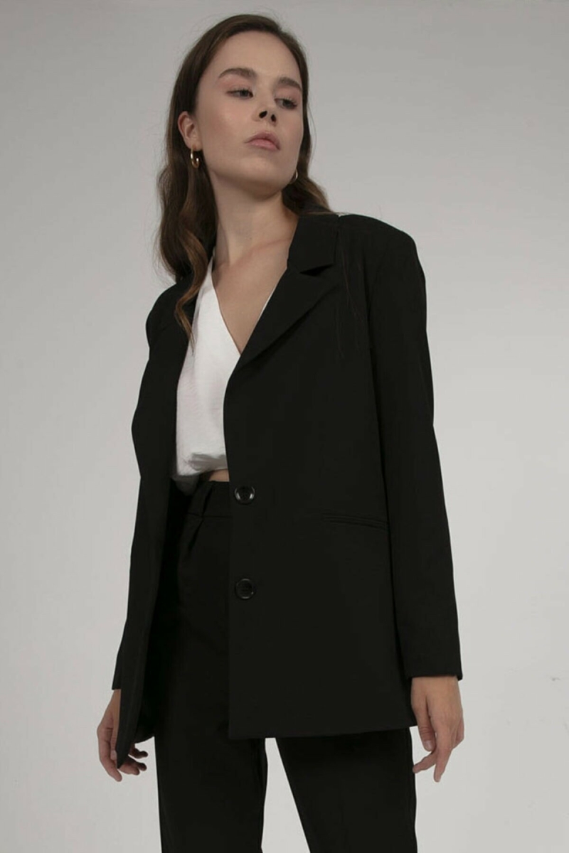 0666 Oversize Blazer Ceket - Siyah - BİGDART
