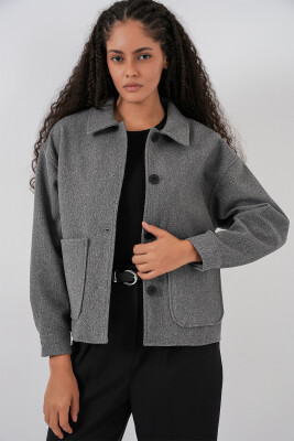 0713 Kadın Kaşe Ceket - Gri 