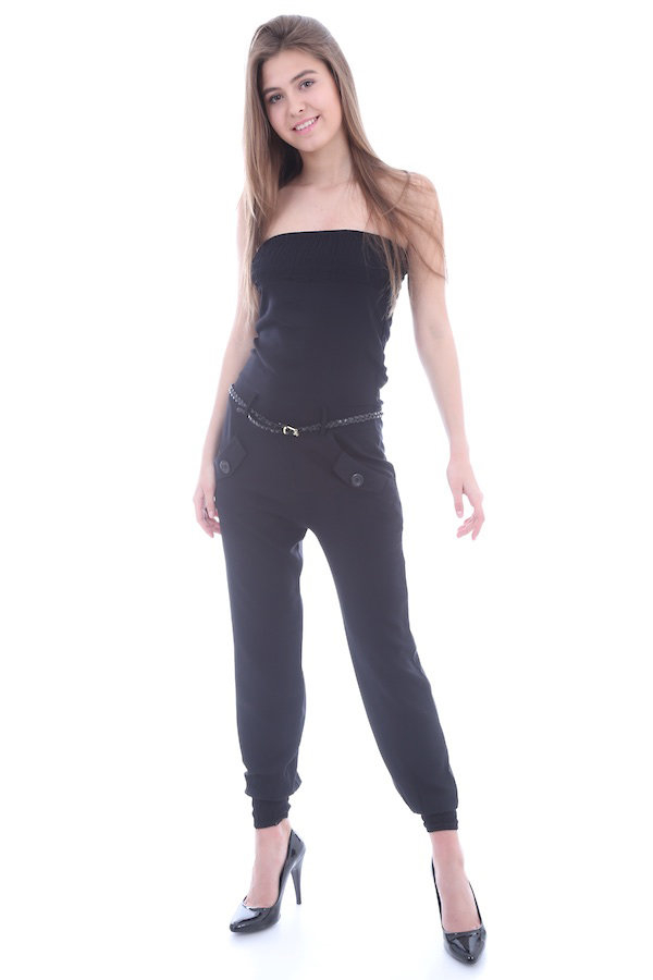 10032 KEMERLİ STRAPLEZ TULUM - Siyah - BİGDART