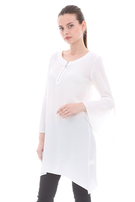 10039 FERMUAR DETAYLI TUNİK - Beyaz - BİGDART