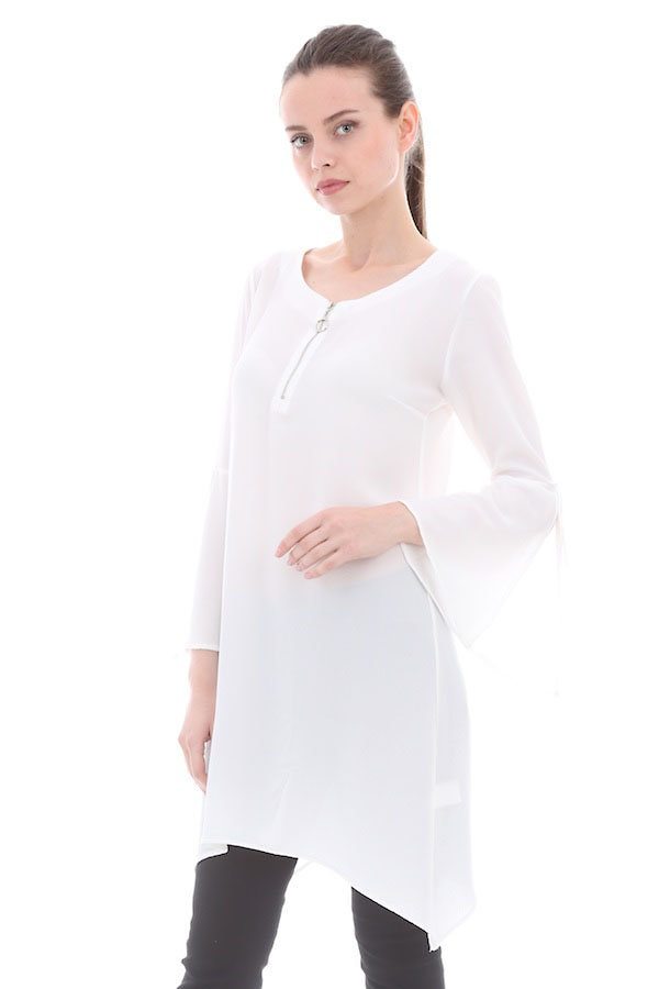 10039 FERMUAR DETAYLI TUNİK - Beyaz - BİGDART