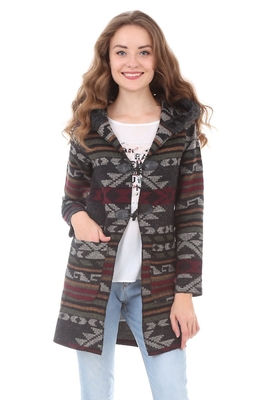 10073 KİLİM DESEN KAŞE KABAN - Haki - BİGDART