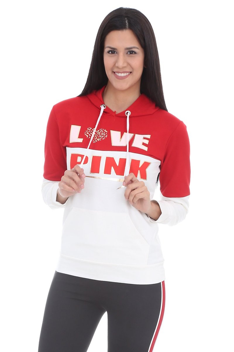 10100 KAPŞONLU UZUN SWEATSHİRTS - Kırmızı - BİGDART