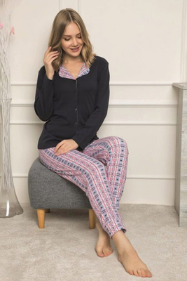 10309 Desenli Pijama Takımı - Siyah - BİGDART