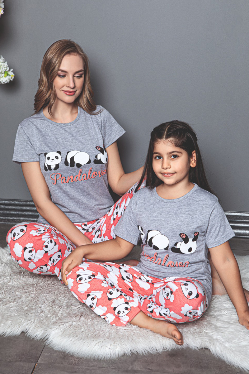 10310 Anne Kız Pijama Takımı - Gri - BİGDART