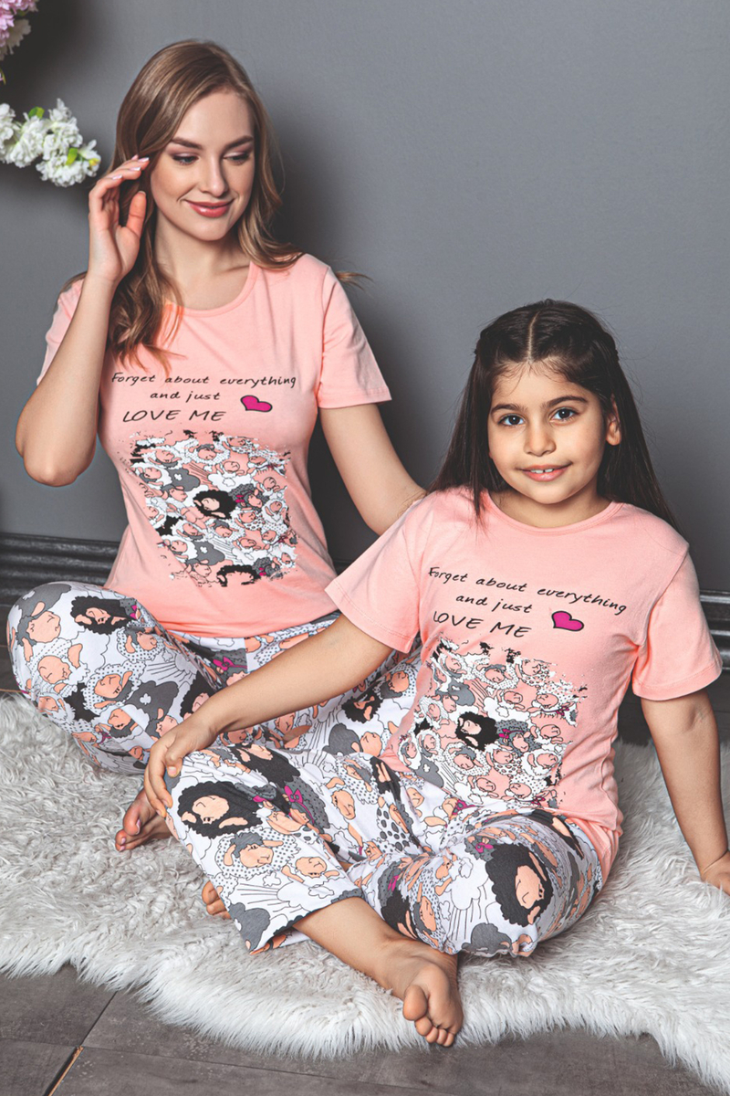 10310 Anne Kız Pijama Takımı - Pudra - BİGDART
