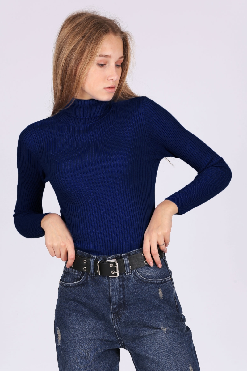 10311 Balıkçı Yaka Triko Kazak - İndigo - BİGDART