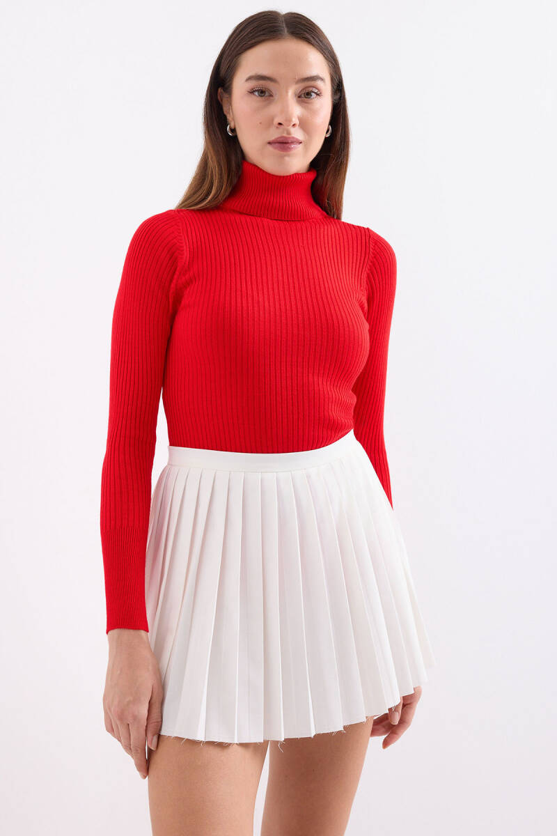 10311 Balıkçı Yaka Triko Kazak - Kırmızı - BİGDART