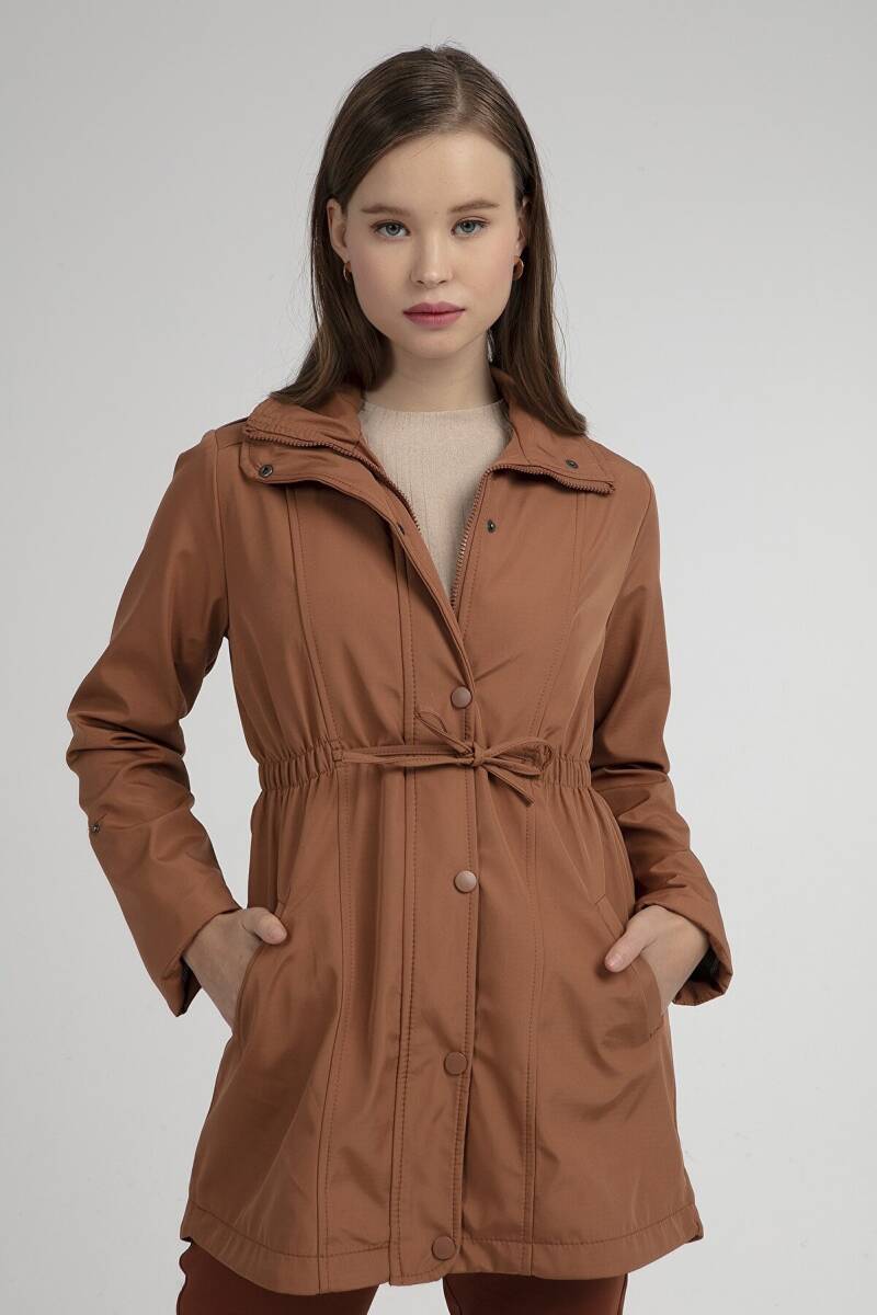 Kadın Beli Büzgülü Mont  Kahverengi - 10322
