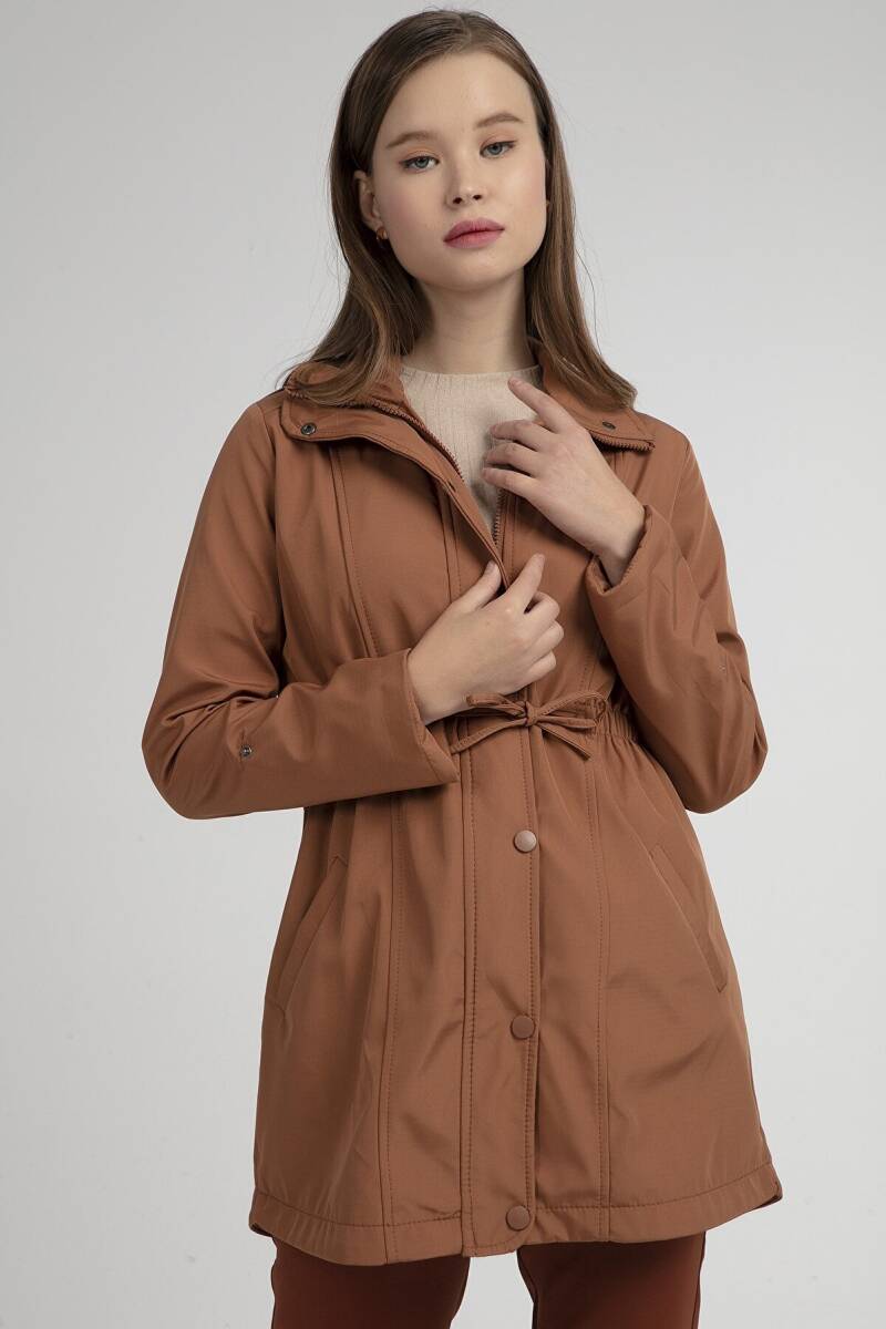 Kadın Beli Büzgülü Mont  Kahverengi - 10322 (1)