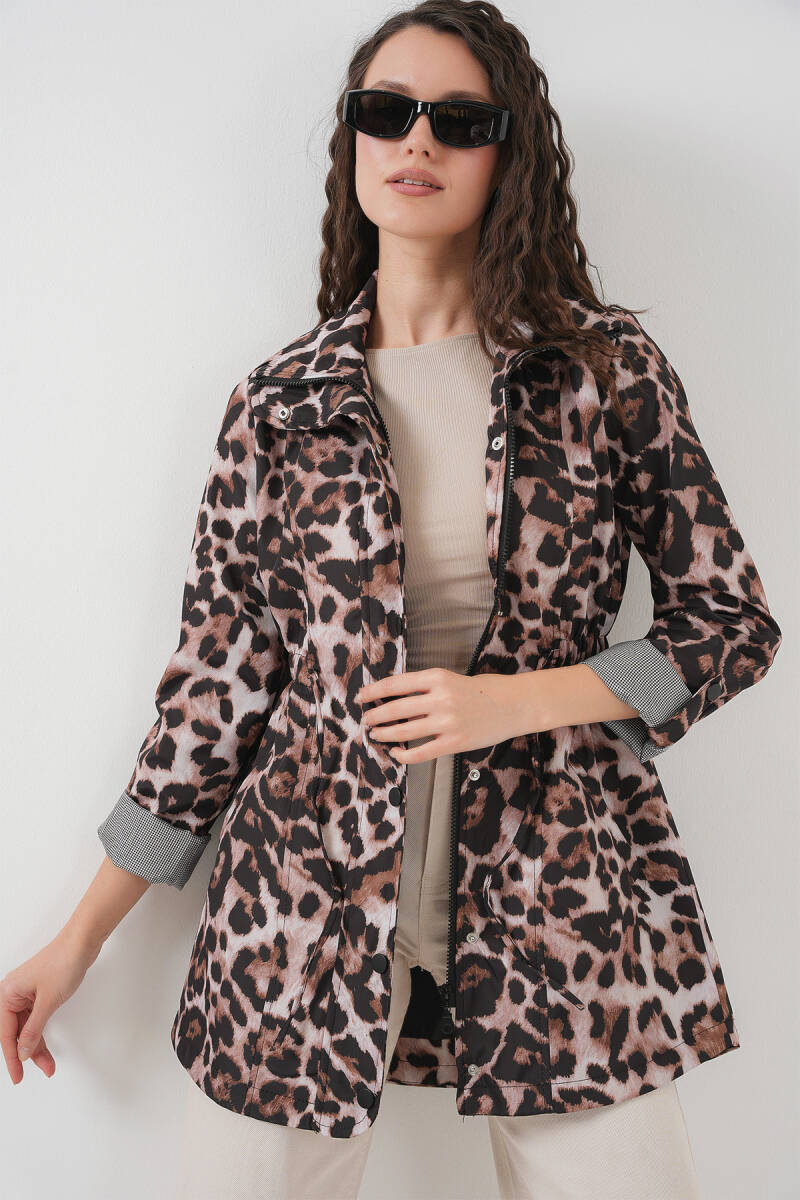 10322 Beli Büzgülü Trençkot - D.Kahve - BİGDART