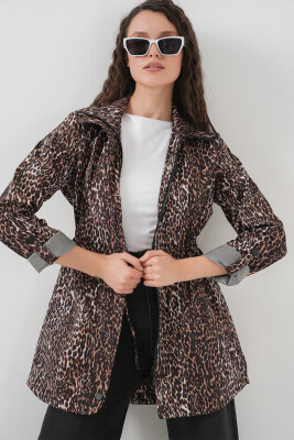 10322 Beli Büzgülü Trençkot - E. Kahve 