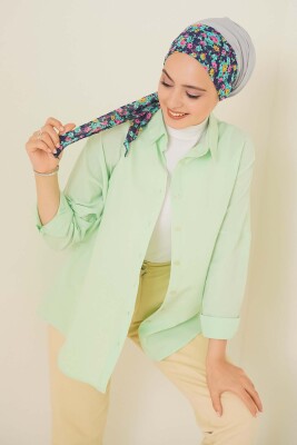 103901 Oversize Basic Tesettür Gömlek - E.Yeşil - 2