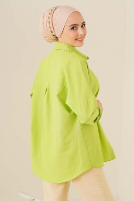 103901 Oversize Basic Tesettür Gömlek - G.Yeşil - 2