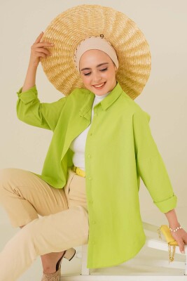103901 Oversize Basic Tesettür Gömlek - G.Yeşil - 3