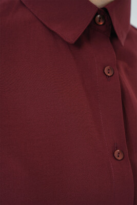 103901 Oversize Basic Tesettür Gömlek - Mürdüm - 6