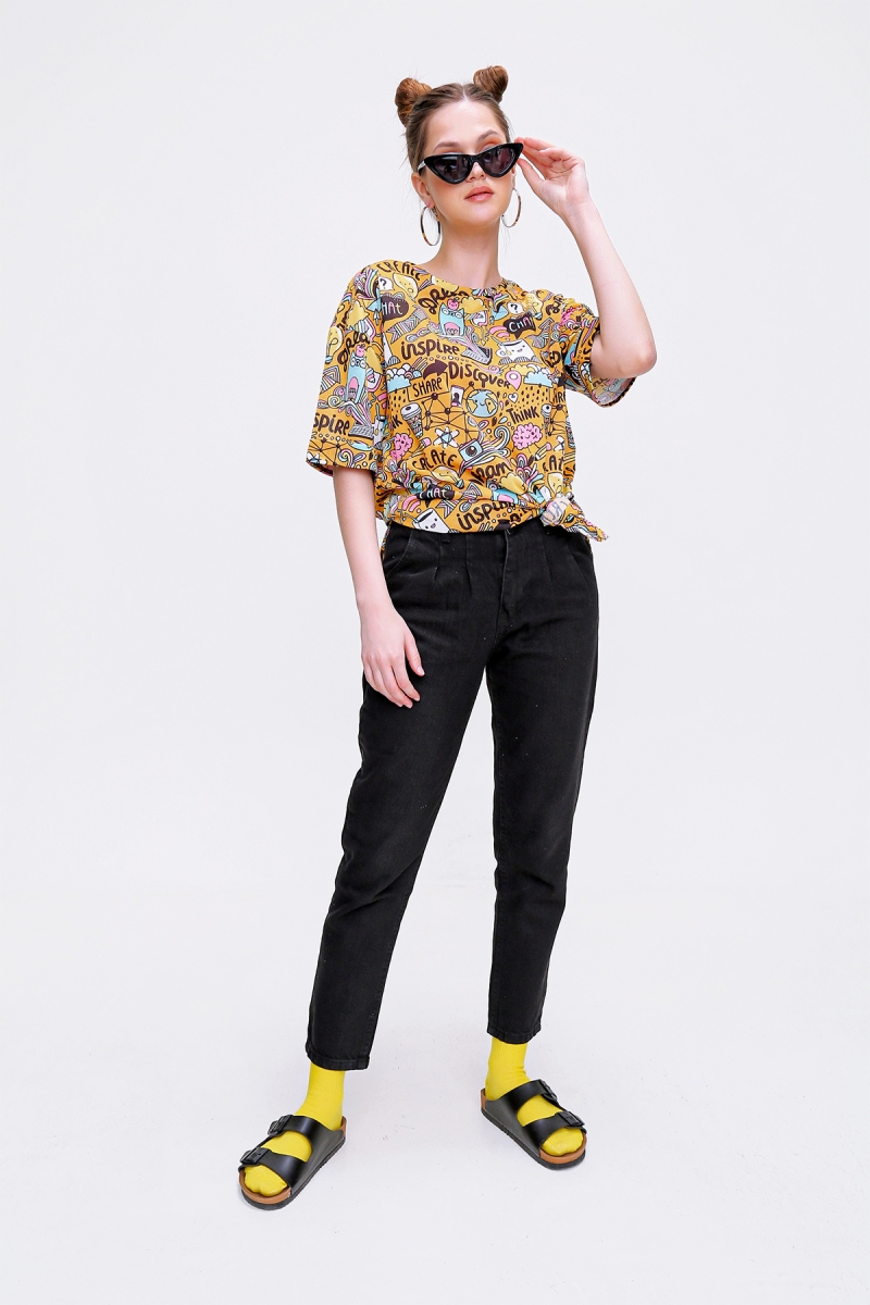 10408 Yüksek Bel Mom Jean - Siyah - BİGDART