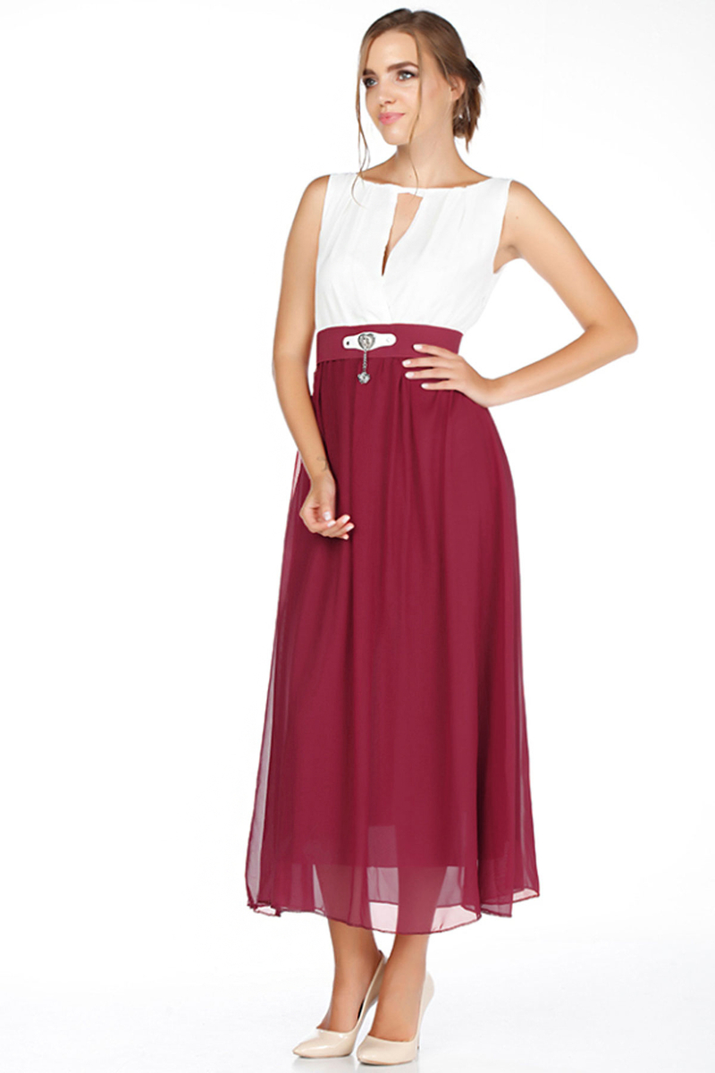 1304 ŞİFON ELBİSE - Bordo - BİGDART