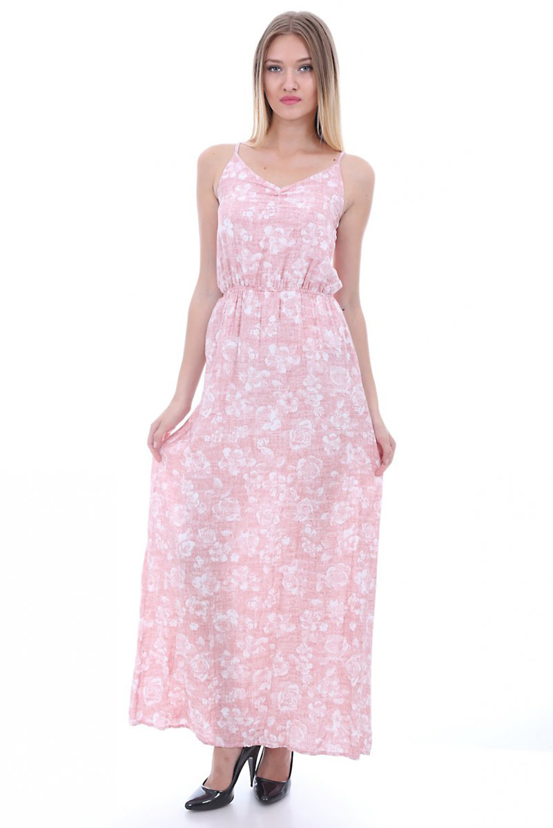 1517 ASKILI DESENLİ ELBİSE - Pembe - BİGDART