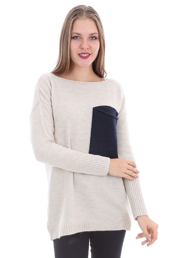 15263 SALAŞ CEPLİ TRİKO KAZAK - Bej - BİGDART