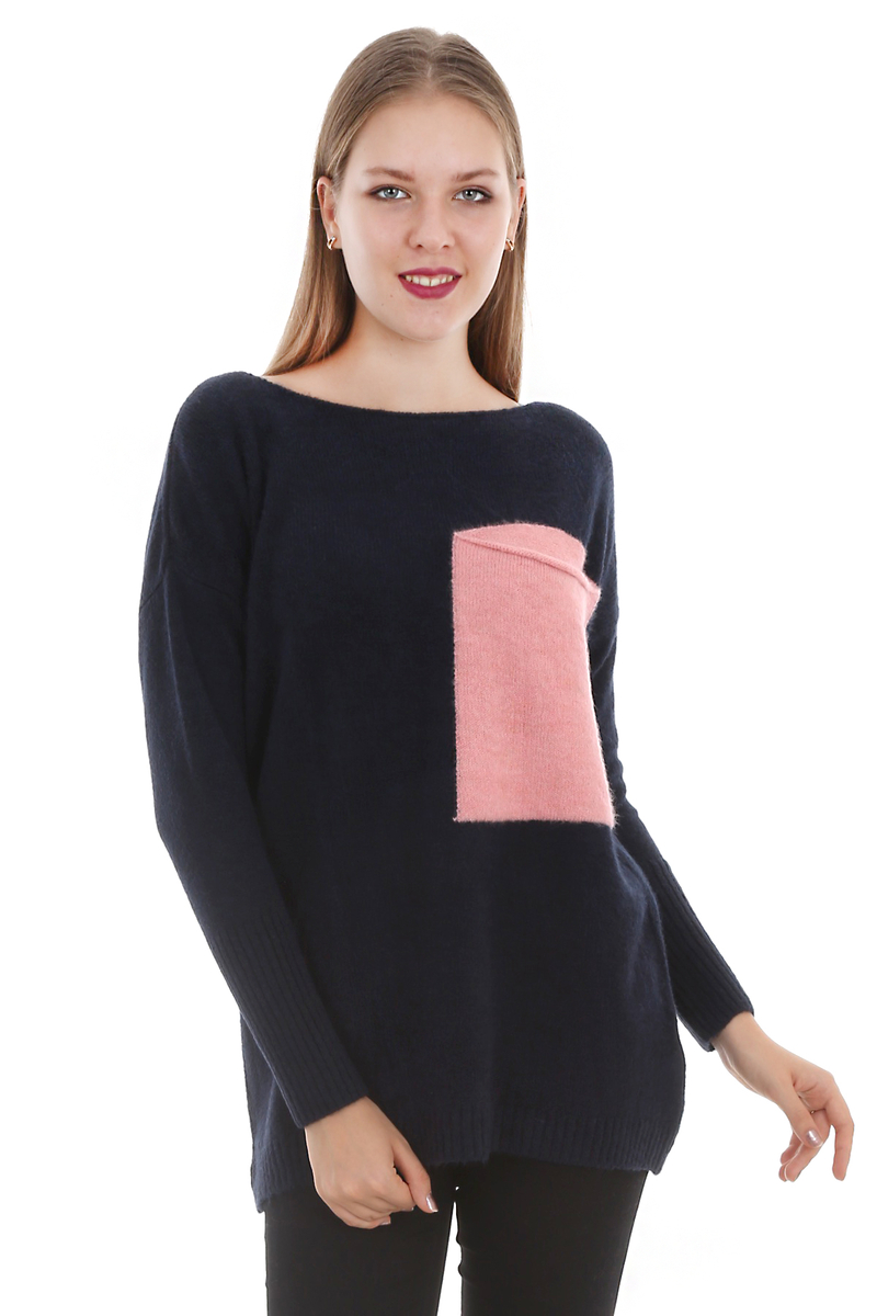 15263 SALAŞ CEPLİ TRİKO KAZAK - Lacivert - BİGDART