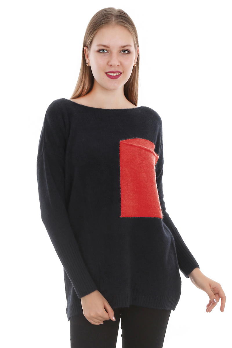 15263 SALAŞ CEPLİ TRİKO KAZAK - Siyah - BİGDART