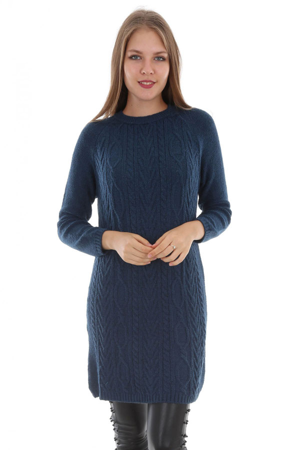 15264 ÖRGÜLÜ TRİKO TUNİK - Petrol - BİGDART