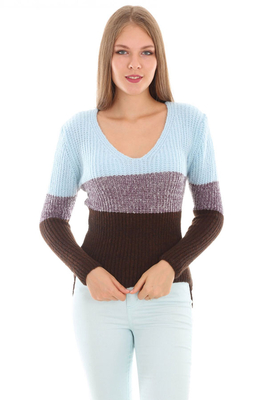 15267 ÜÇ RENKLİ TRİKO KAZAK - B.Mavi - BİGDART